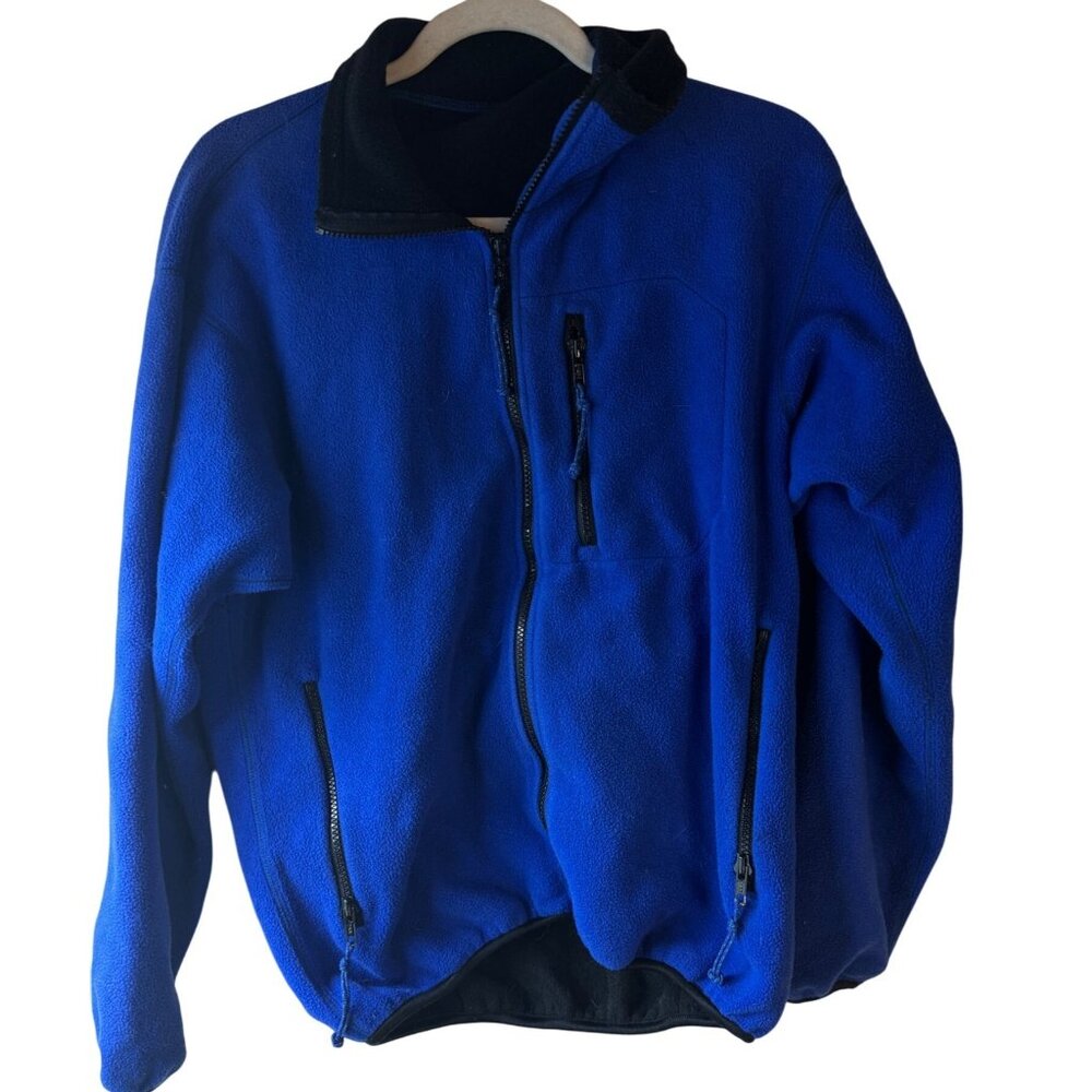 west marine Blue Fleece full zip sweatshirt Men's Small Made In USA pocket READ